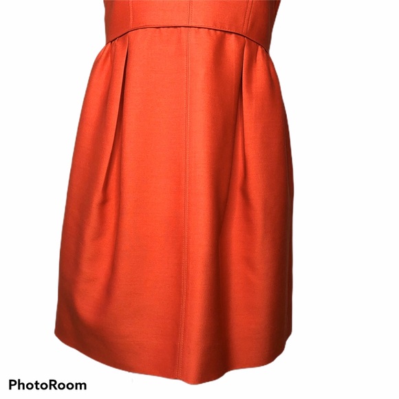 J. Crew Allie Orange Wool/Silk Pleated Dress - Picture 3 of 8